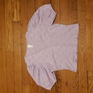 Embroidered Broderie Anglaise Cropped Puff Sleeve Blouse